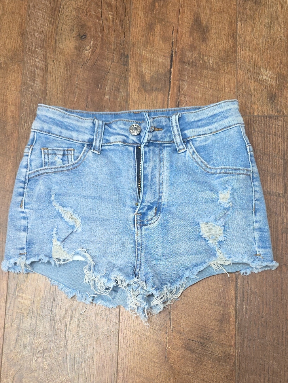 Source Unknown Light Blue Distressed Denim Shorts